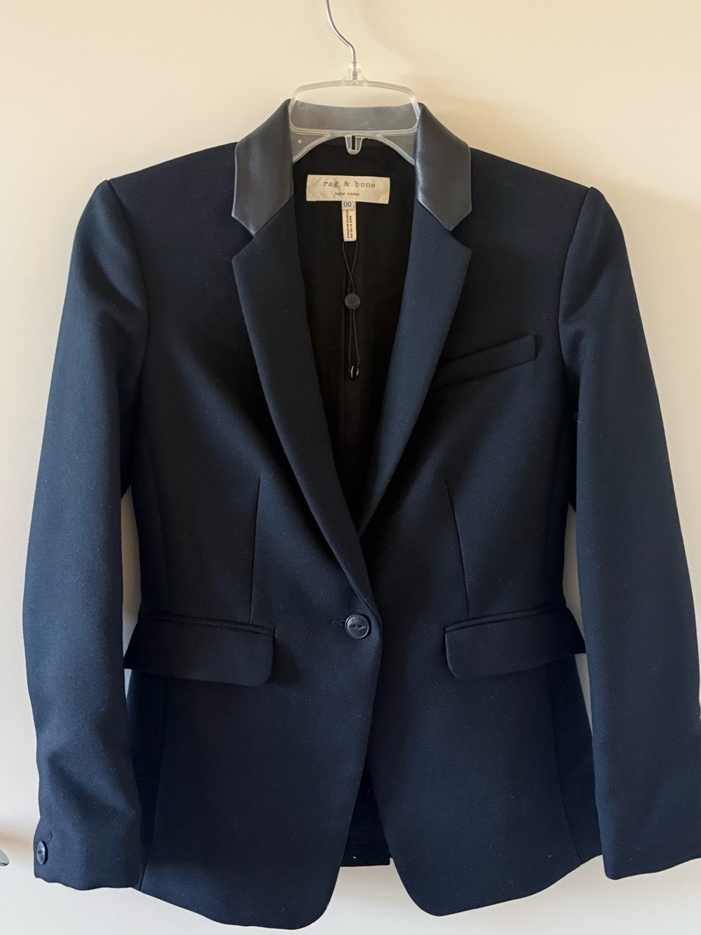 rag & bone black Blazer with Leather Collar